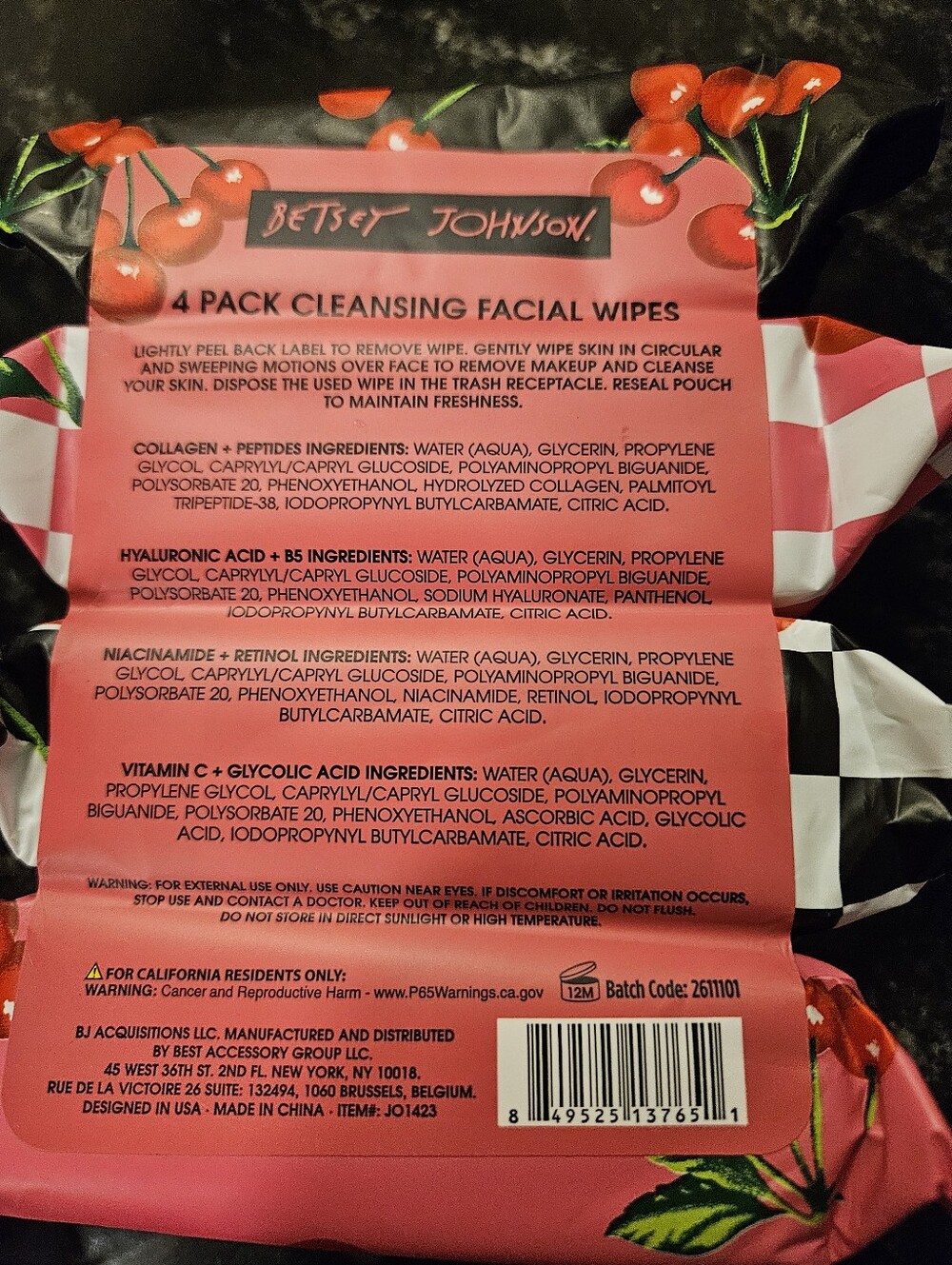 Betsey Johnson Cleansing Facial Wipes Variety Pack - 4 Pack (120 Count) NIB - Picture 6 of 7